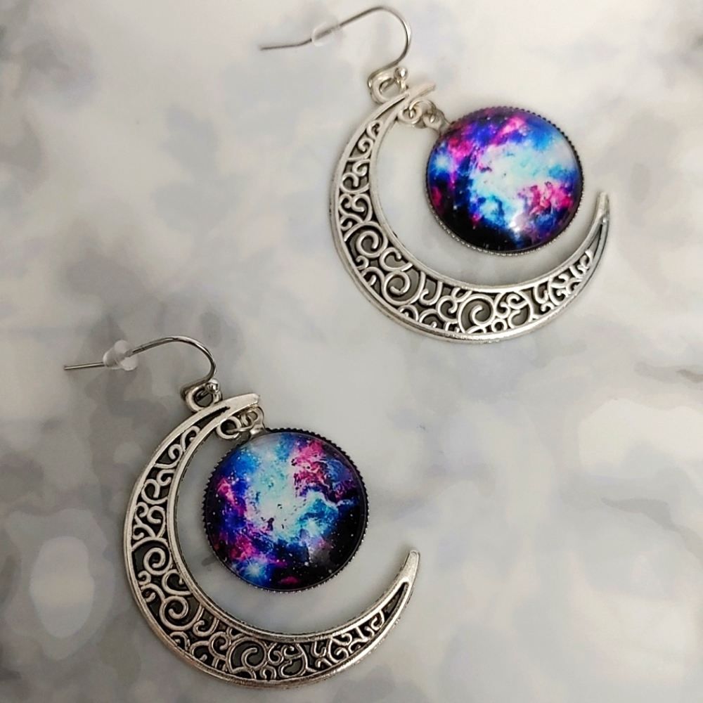 Moon Galaxy Earrings - Picture 2 of 3